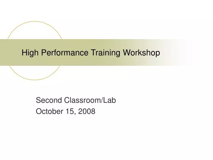 high performance training workshop