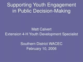 Supporting Youth Engagement in Public Decision-Making