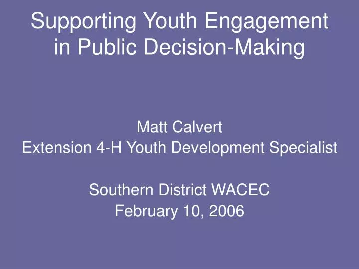 supporting youth engagement in public decision making