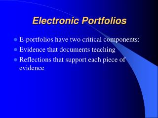 Electronic Portfolios