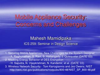 Mobile Appliance Security: Concerns and Challenges