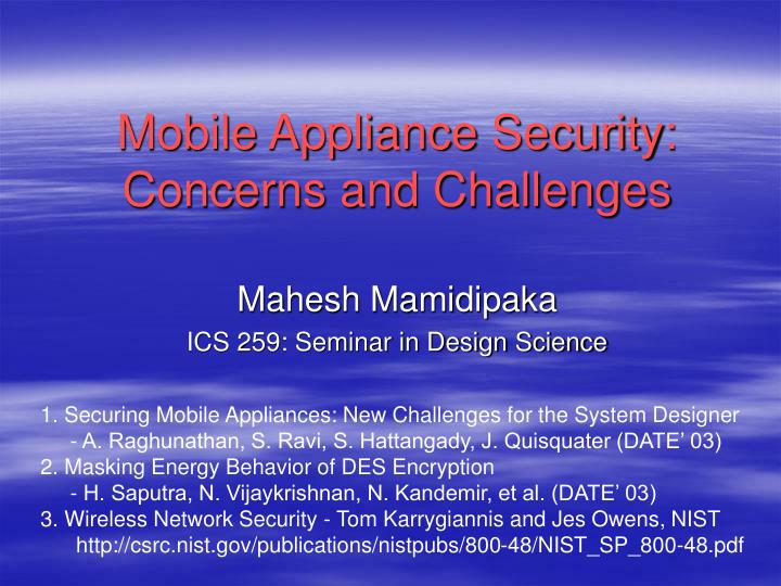mobile appliance security concerns and challenges