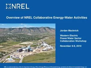 Overview of NREL Collaborative Energy-Water Activities