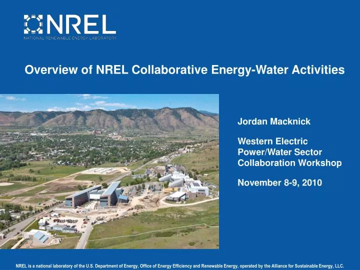 overview of nrel collaborative energy water activities