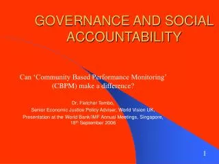 GOVERNANCE AND SOCIAL ACCOUNTABILITY