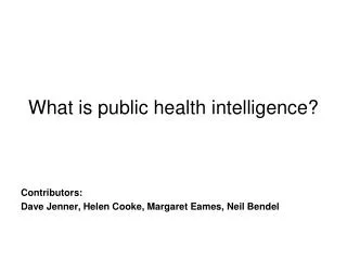 What is public health intelligence?