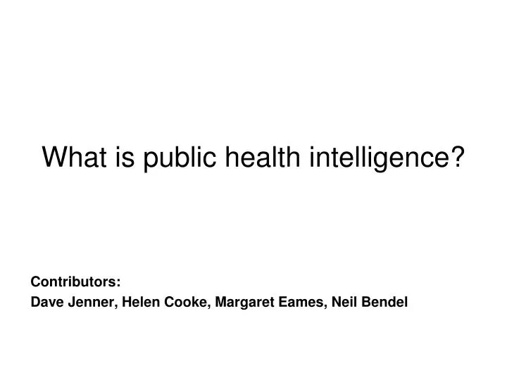 what is public health intelligence