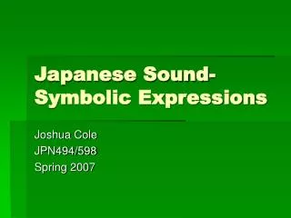 Japanese Sound-Symbolic Expressions