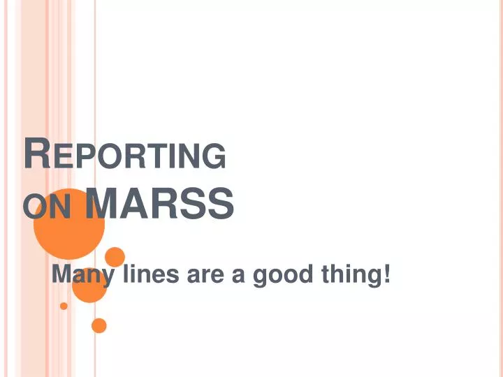 reporting on marss