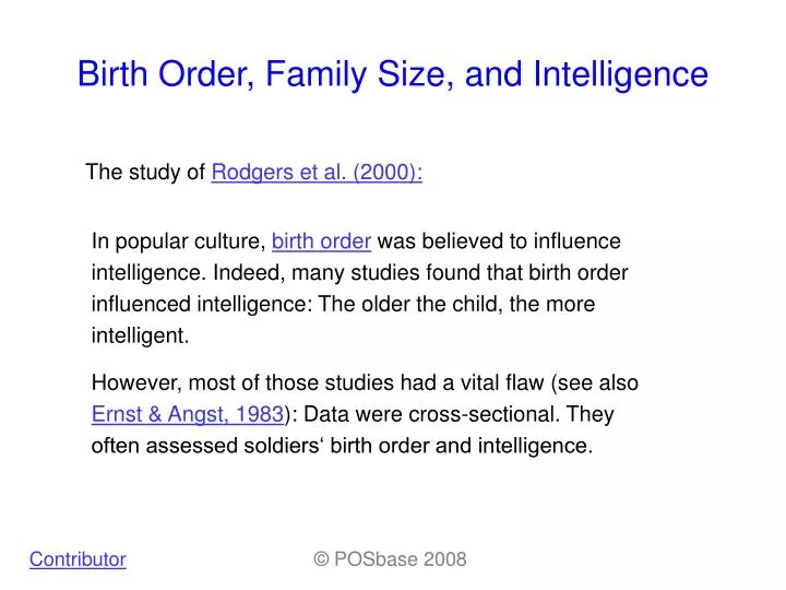birth order family size and intelligen ce