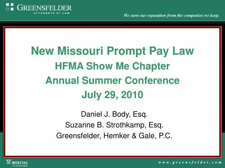 new missouri prompt pay law hfma show me chapter annual summer conference july 29 2010