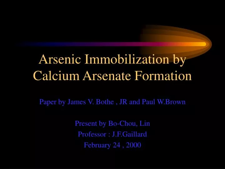 arsenic immobilization by calcium arsenate formation