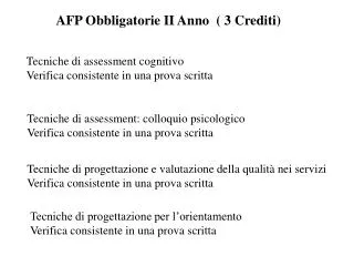 AFP Obbligatorie II Anno ( 3 Crediti)