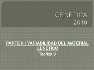 genetica 2010