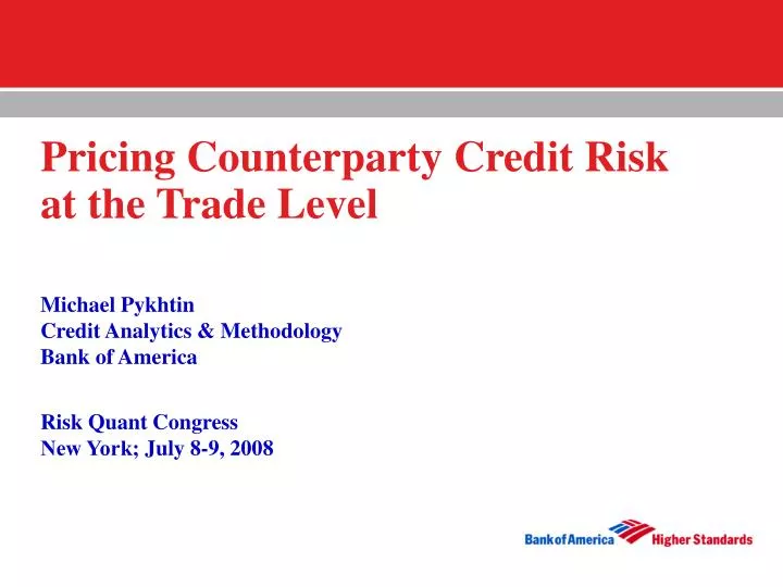pricing counterparty credit risk at the trade level