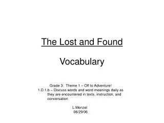 the lost and found vocabulary
