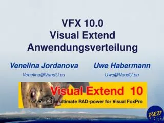 VFX 10.0 Visual Extend Anwendungsverteilung