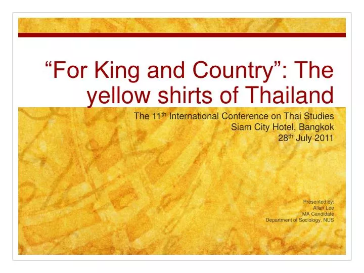 for king and country the yellow shirts of thailand
