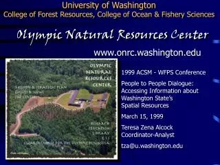 University of Washington College of Forest Resources, College of Ocean &amp; Fishery Sciences