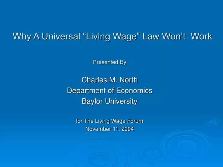 why a universal living wage law won t work