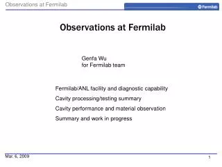 Observations at Fermilab