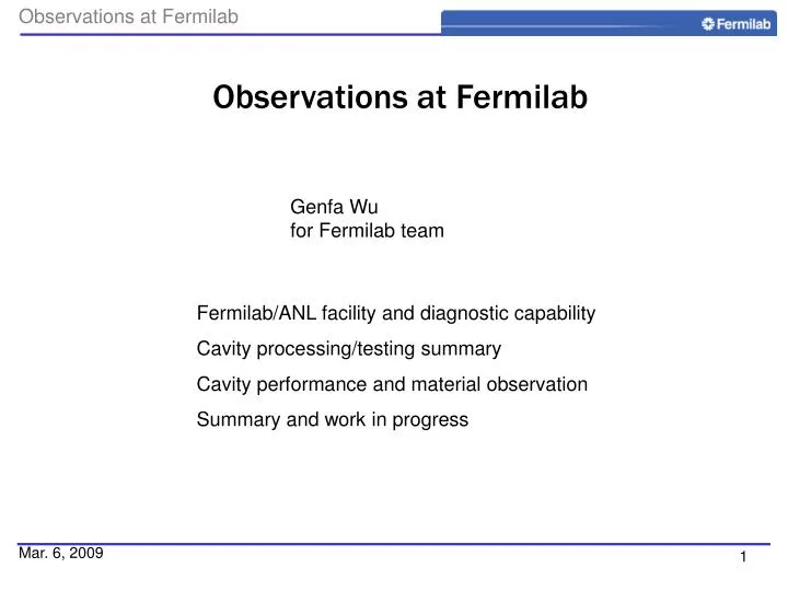 observations at fermilab