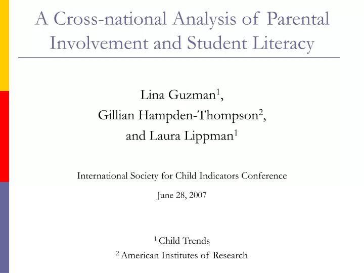 a cross national analysis of parental involvement and student literacy