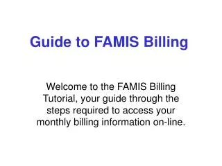 Guide to FAMIS Billing