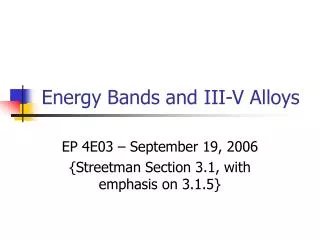 Energy Bands and III-V Alloys