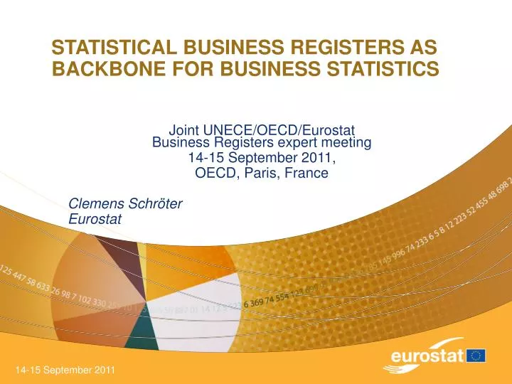 statistical business registers as backbone for business statistics