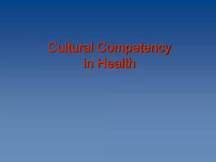 cultural competency in health
