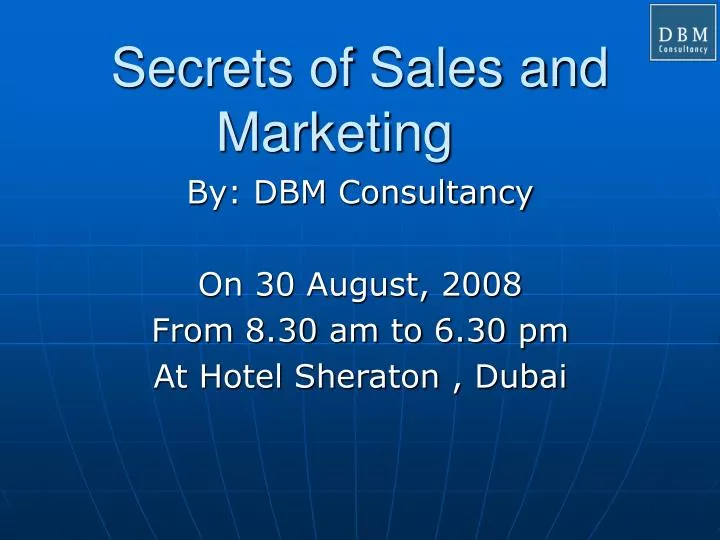 secrets of sales and marketing