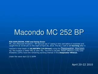 Macondo MC 252 BP
