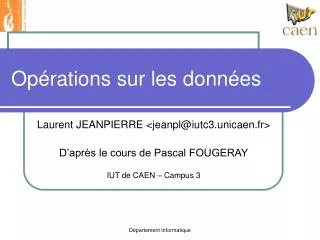 op rations sur les donn es