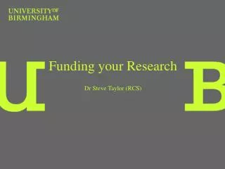 Funding your Research Dr Steve Taylor (RCS)