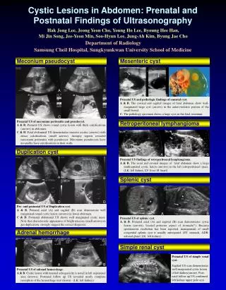 Cystic Lesions in Abdomen: Prenatal and Postnatal Findings of Ultrasonography