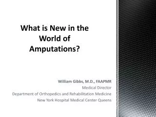 What is New in the World of Amputations?