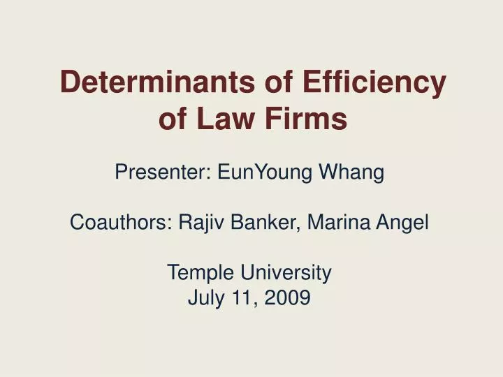 determinants of efficiency of law firms