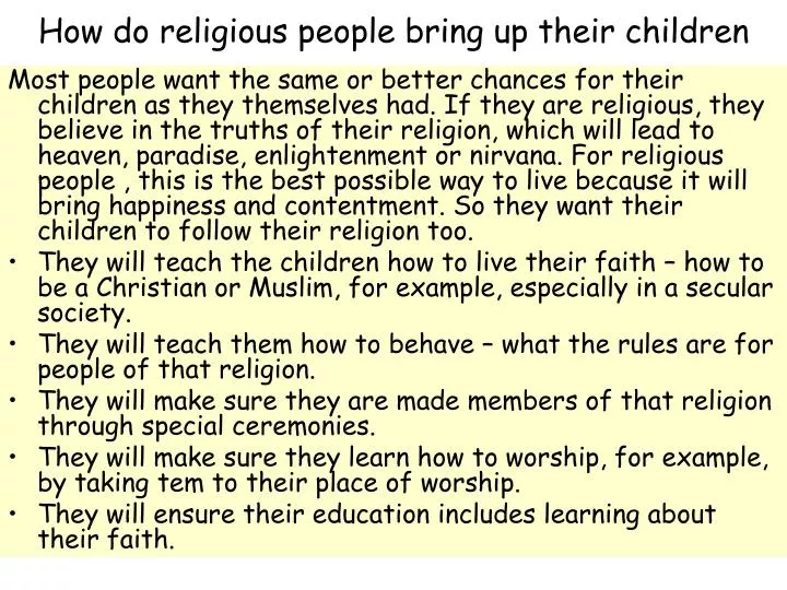 how do religious people bring up their children