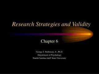 Research Strategies and Validity
