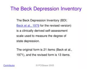 The Beck Depression Inventory
