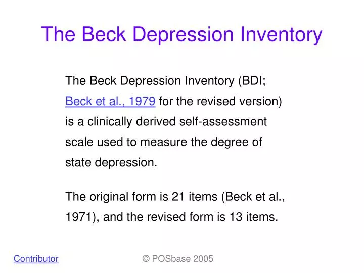 the beck depression inventory