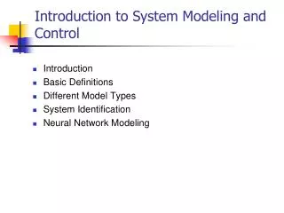 Introduction to System Modeling and Control