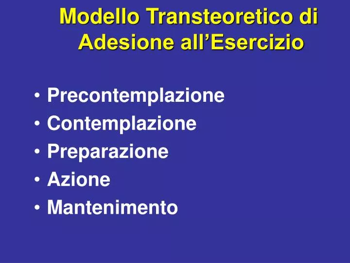 modello transteoretico di adesione all esercizio