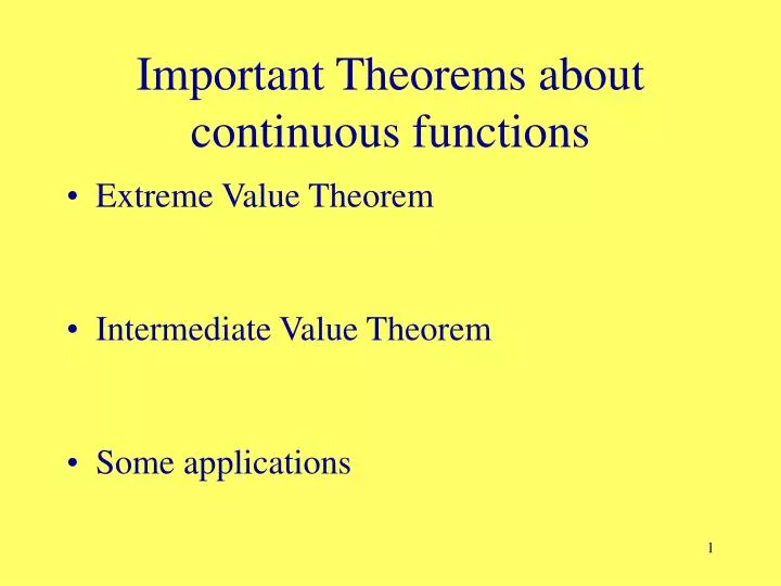 important theorems about continuous functions