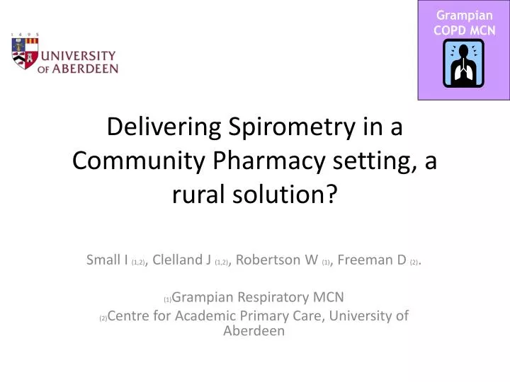 delivering spirometry in a community pharmacy setting a rural solution