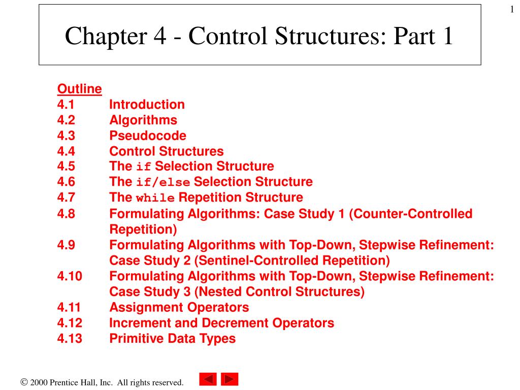 PPT - Chapter 4 - Control Structures: Part 1 PowerPoint Presentation ...