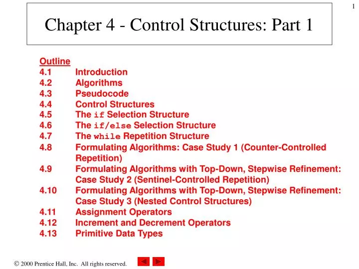 chapter 4 control structures part 1