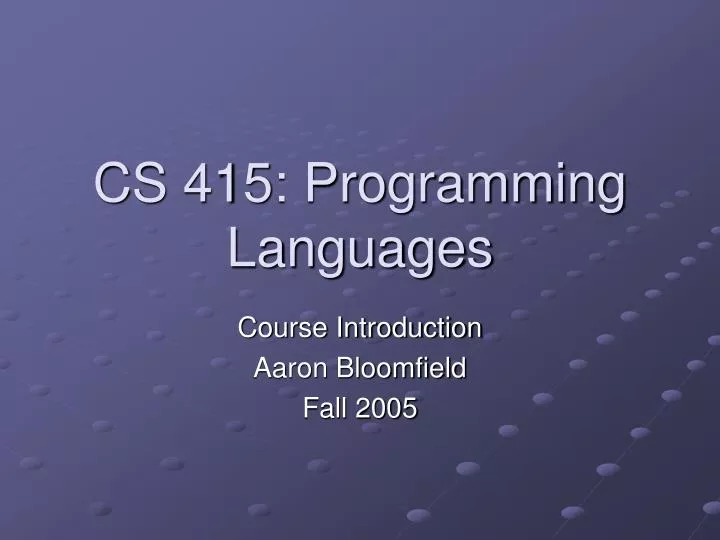 cs 415 programming languages