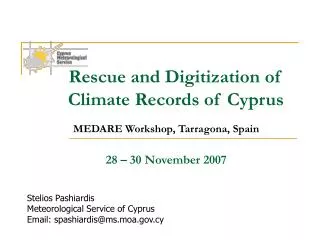 Rescue and Digitization of 	Climate Records of Cyprus